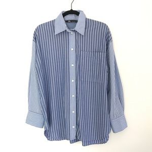 Zara Mixed Stripe Oversized Long Sleeve Button Up Shirt